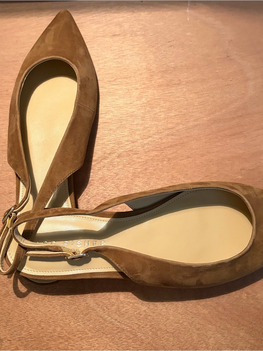 Marc Fisher Pointed Toe Tan Suede Flats